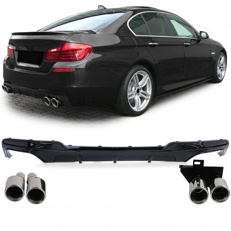 DIFFUSEUR SPORT DUPLEX AVEC SORTIES FACTICES NOIR BMW SERIE 5 F10 F11 520 523 525 528 530 (06327)