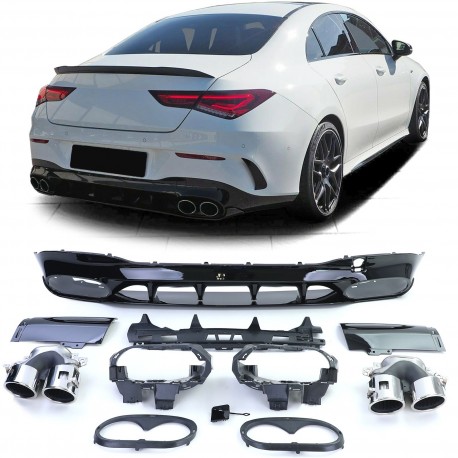 DIFFUSEUR NOIR AVEC DOUBLES SORTIES MERCEDES CLA C118 & X118 Ap 2019 (06334)