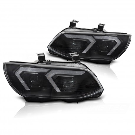 PHARES NOIRS FEUX DE JOUR 3D LED JAUNES BMW SERIE 3 E92 E93 XENON SANS ASF 2010-2013 (06373)