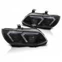 PHARES NOIRS FEUX DE JOUR 3D LED JAUNES BMW SERIE 3 E92 E93 XENON SANS ASF 2010-2013 (06373)