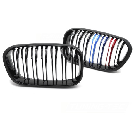 CALANDRES DOUBLE LAMES TRICOLOR MOTORSPORT BMW SERIE 1 F20 F21 2015-2018 (06404)