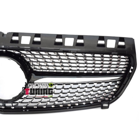 CALANDRE GRILLE DIAMANT NOIRE ET CHROME LIGNE GT-R MERCEDES CLASSE A W176 2012-2015 (06432)