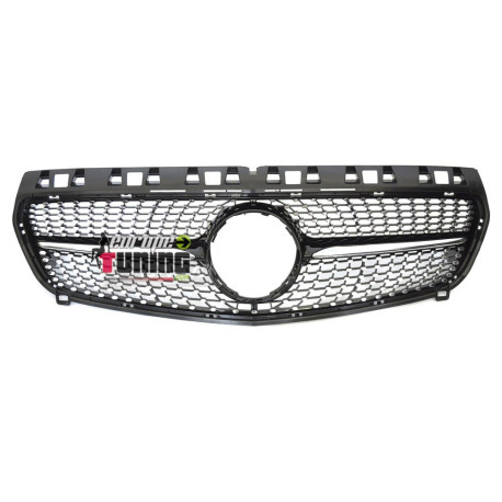 CALANDRE GRILLE DIAMANT NOIRE ET CHROME LIGNE GT-R MERCEDES CLASSE A W176 2012-2015 (06432)