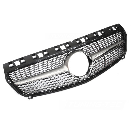 CALANDRE GRILLE DIAMANT NOIRE ET CHROME LIGNE GT-R MERCEDES CLASSE A W176 2012-2015 (06432)