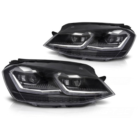 PHARES BANDES SILVER CLIGNOTANTS DYNAMIQUES FEUX DE JOUR LED VW GOLF 7 2013-2017 (06436)