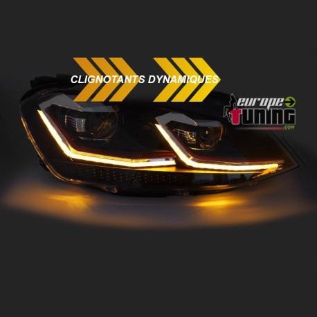 PHARES BANDES SILVER CLIGNOTANTS DYNAMIQUES FEUX DE JOUR LED VW GOLF 7 2013-2017 (06436)