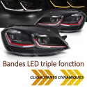 PHARES BANDES SILVER CLIGNOTANTS DYNAMIQUES FEUX DE JOUR LED VW GOLF 7 2013-2017 (06436)