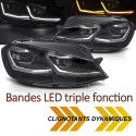 PHARES BANDES SILVER CLIGNOTANTS DYNAMIQUES FEUX DE JOUR LED VW GOLF 7 2017-2019 (06439)