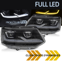 PHARES NOIRS ET CHROMES CONVERSION FULL LED DYNAMIQUES VW T5 2009-2015 (06497)
