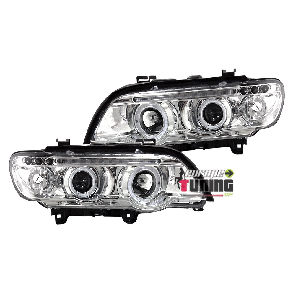 PAIRE DE PHARES TUNING ANGEL EYES CHROM POUR BMW X5 (12083)