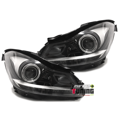 PHARES NOIRS A LED DESIGN XENON MERCEDES CLASSE C W204 2011-2014 (03509)