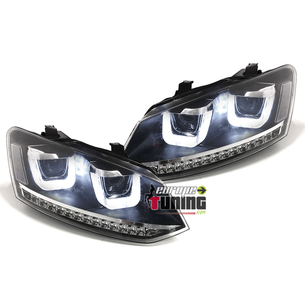 PHARES FEUX AVANTS AVEC CLIGNOTANTS A LEDS DYNAMIQUES VW POLO 6R et 6C (04708)
