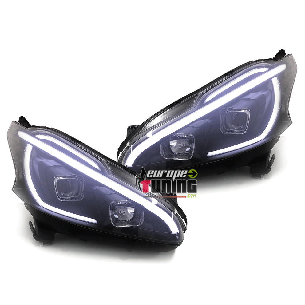 PHARES AVANTS NOIRS FEUX DE JOUR - DIURNE - DRL - LEDS PEUGEOT 208 (04710)