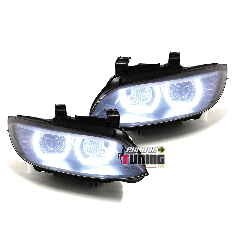 PHARES FEUX CELIS NOIRS ECLAIRAGE EN U BMW SERIE 3 E92 & E93 PHASES 1 AU XENON (04761)