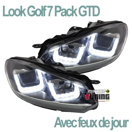 PHARES DIURNES DRL NOIRS GOLF 6 BANDE CHROM (03966)