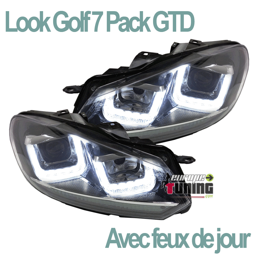 PHARES DIURNES DRL NOIRS GOLF 6 BANDE CHROM (03966)