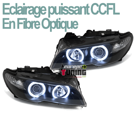 PHARES NOIRS ANGEL EYES ANNEAUX CCFL FEUX BMW E46 COUPE CABRIO 03-07 PH2  (02834) - EuropeTuning