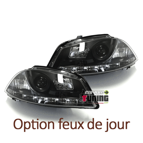 PHARES LED DIURNES NOIRS FEUX DE JOUR SEAT IBIZA 6L (03396) - EuropeTuning