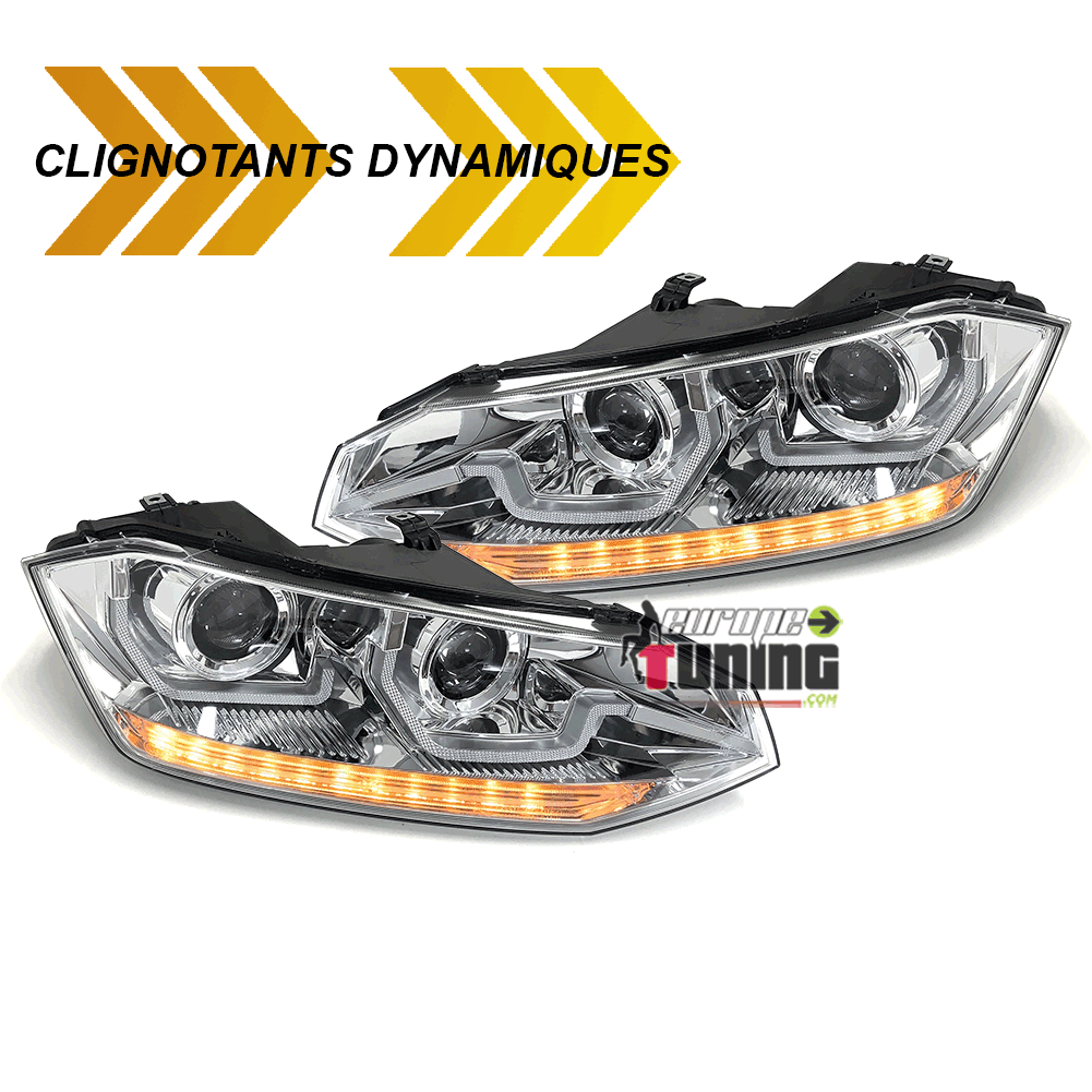 PHARES CHROME FEUX CLIGNOTANTS SEQUENTIELS VW POLO 6 AW 2G 2017-2021 (05751)