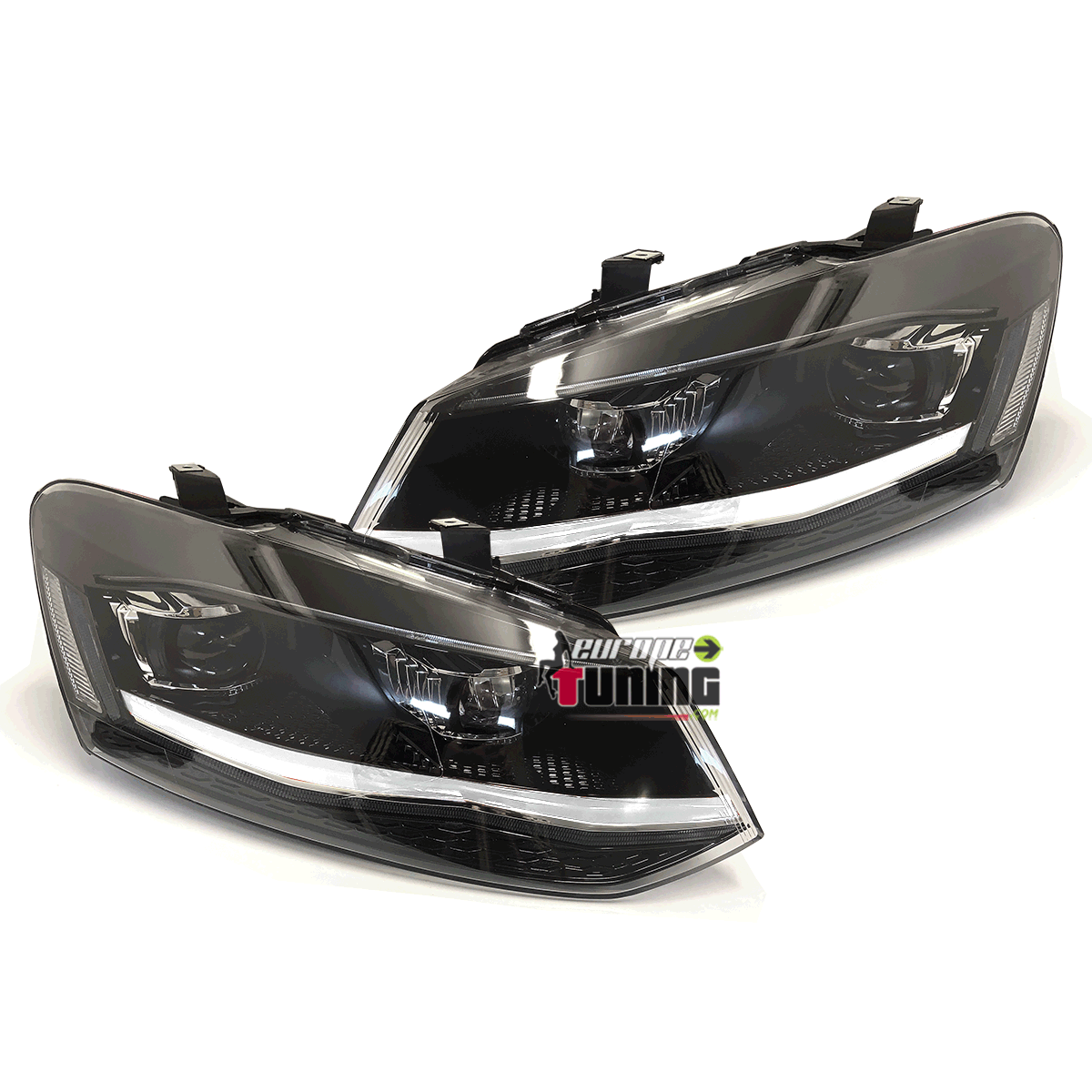 PHARES FULL LED CLIGNOTANTS LEDS DYNAMIQUES VW VOLKSWAGEN POLO 6R et 6C BANDE CHROM (06162)